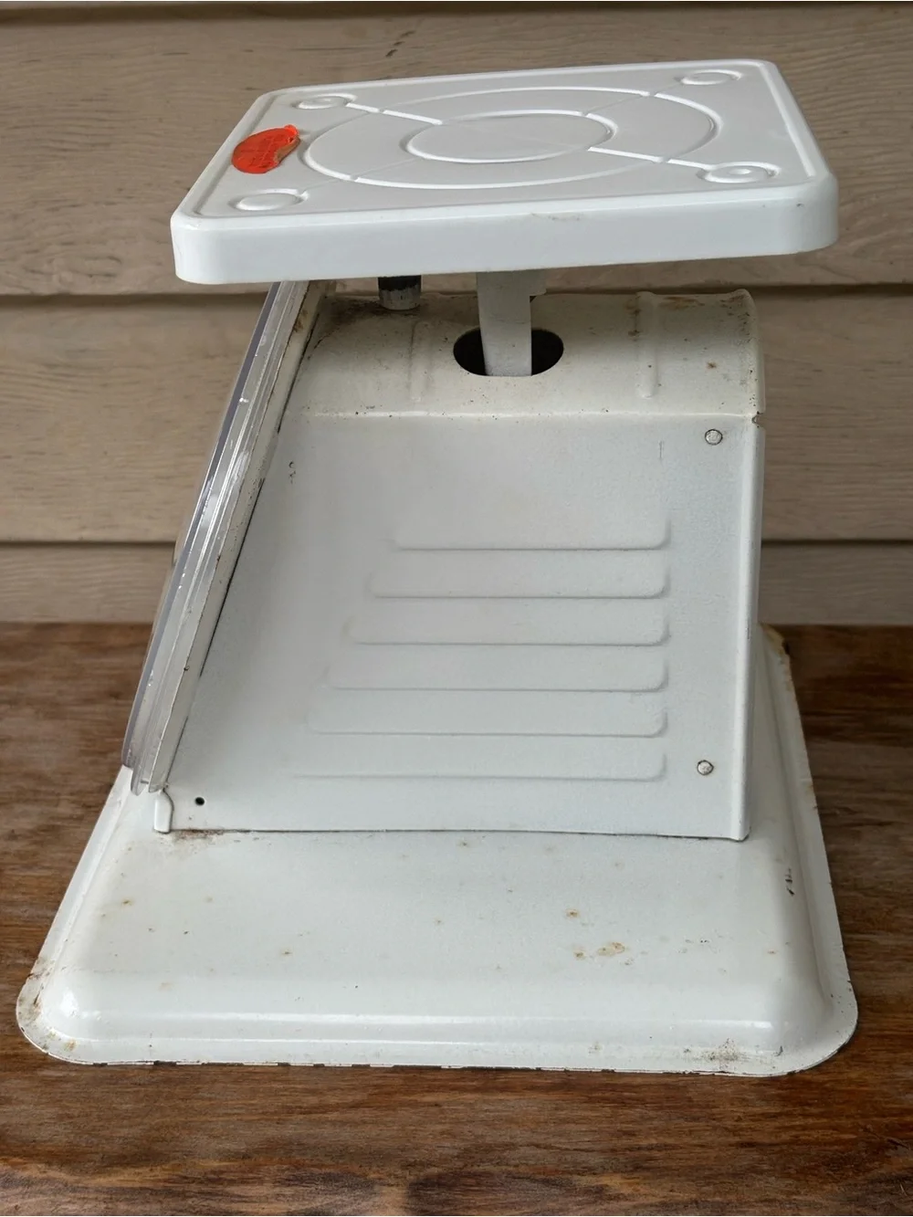 VTG Sears baby scale, typically identified as a 1960s or earlier nursery item.